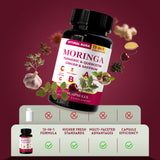 Optimal Aura 13 in 1 Moringa Powder Capsules - Turmeric, Ginger, Quercetin, Saffron | Herbal Dietary Supplements